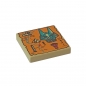 3068px19  Lego Tile tan with pattern map orange and hieroglyphs