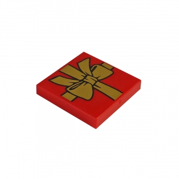 3068bpb0786  Lego Tile red  red gift with gold bow pattern