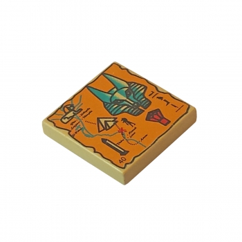 3068px19  Lego Tile tan with pattern map orange and hieroglyphs