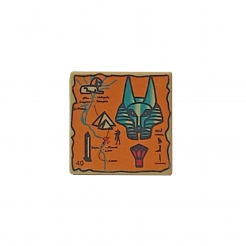 3068px19  Lego Tile tan with pattern map orange and hieroglyphs