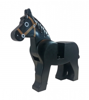 Lego 4493c01pb02 Horse black with brown bridle pattern