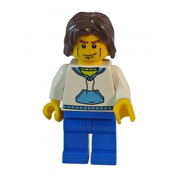 cty190 Lego Minifigure with white hoodie and blue pocket