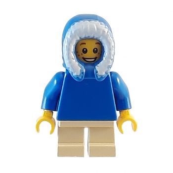 hol057 Lego Minifigure Boy with blue hooded jacket