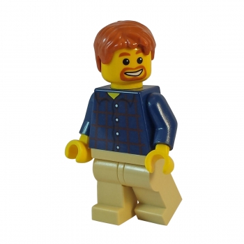 twn075 Lego Minifigure with plaid dark blue shirt and tan legs