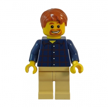 twn075 Lego Minifigure with plaid dark blue shirt and tan legs