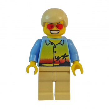 twn077 Lego Minifigure with shirt sunset and palm trees