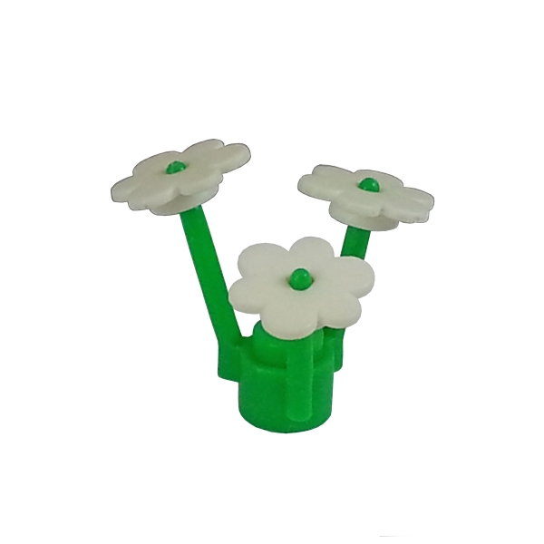 3742 Lego Flower white with lightgreen stem