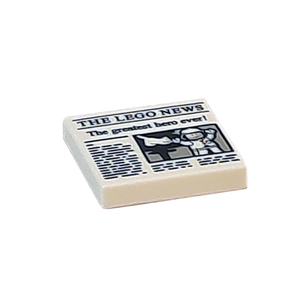 3068bpb1105  Lego Tile white with THE LEGO NEWS pattern